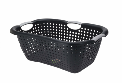 Wäschekorb aus Kunststoff in schwarz - 60 x 40 cm - Tragekorb mit Griffen - Wäschebox Wäschesammler Wäschewanne Einkaufskorb Angebot bei HelloDeals