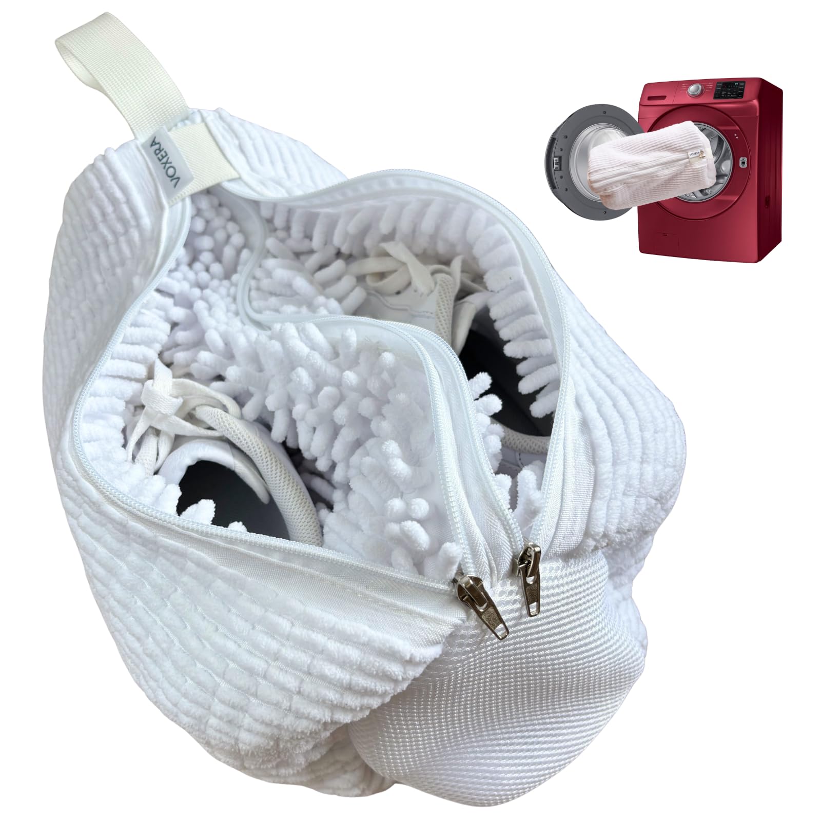 Schuhwaschbeutel Waschmaschine – Doppelkammer Wäschenetz, gepolstert zum Schutz von Schuh, Torwarthandschuh & Maschine Angebot bei HelloDeals