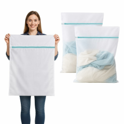 2 Stück Wäschenetz Groß, 60x80 cm Wäschebeutel für Waschmaschine, Große Wäschesäcke für Vorhänge, Mäntel, Bettwäsche, Reise & Babykleidung (Reißfest, Versteckter Reißverschluss) Angebot bei HelloDeals