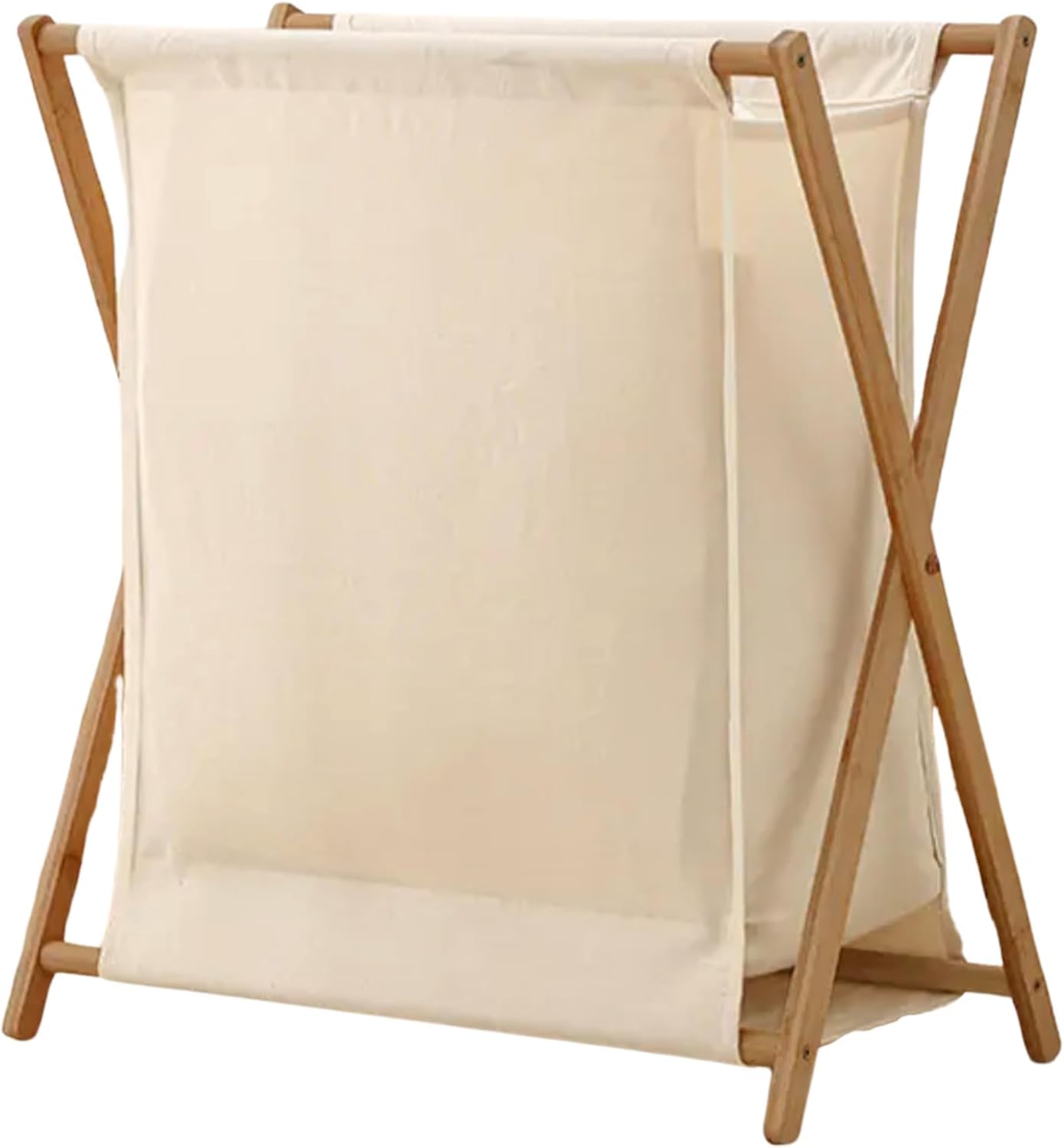 Premium Wäschekorb faltbar und schmal mit Bambusgestell (60 Liter, Creme) - Faltbarer Wäschesammler Wäschebox mit Holz-Gestell ideal auch als Organizer - Kleiderkorb platzsparend (Zusammenklappbar) Angebot bei HelloDeals