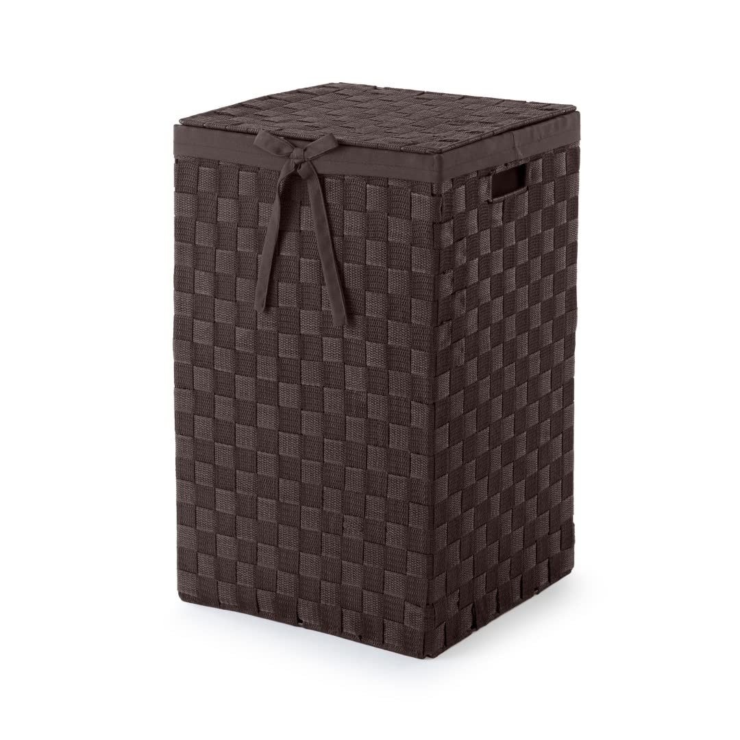 Compactor RAN6892 Stan Wäschekorb mit Deckel, Griffe, gewebt mit Metallrahmen, herausnehmbares Leinenfutter, 30 x 30 x 50 cm, Braun, Schokoladenbraun, 30 x 30 x H.50 cm Angebot bei HelloDeals
