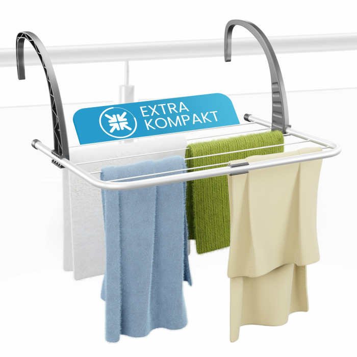 Express Heizkörper Hängetrockner 3m Leine - Schnelles, platzsparendes Trocknen Wäscheständer für Singles, Camper und kleine Wohnungen (Silber, 3m) 3m Silber Angebot bei HelloDeals