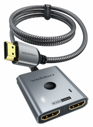 HDMI Switch 4K@60Hz, WARRKY HDMI 2.0 Splitter 2 In 1 Out 【2K@144Hz, 1m Geflochtenes Kabel, HDCP 2.2】 Aluminium Umschalter (Jeweils 1 Display auf einmal) Unterstützt UHD 3D für PS5/4, Xbox, FireStick Gray Angebot bei HelloDeals