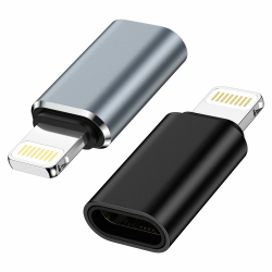 USB C auf Lightning Adapter，2 Stück Lightning USB C Adapter, Unterstützt Laden/Datensynchronisation iPhone Adapter für iPhone 14/13/12/11，Nicht für Kopfhörer/Audio/OTG Schwarz+Grau Angebot bei HelloDeals