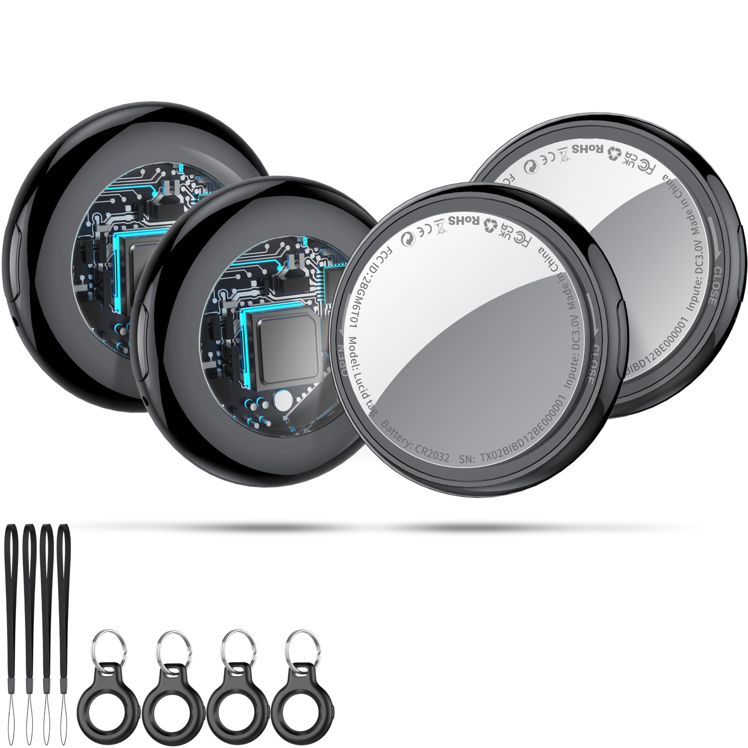 Smart Air Tracker Tags 4er Pack Schwarz, Schlüsselfinde Kompatibel mit Apple Wo ist? APP (iOS NUR, Android Not Supported), Bluetooth Tracker für Gepäck/Taschen/Koffer, Austauschbarer Batterien Upgrade Schwarz (4 Stk) Angebot bei HelloDeals