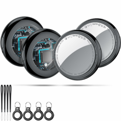 Smart Air Tracker Tags 4er Pack Schwarz, Schlüsselfinde Kompatibel mit Apple Wo ist? APP (iOS NUR, Android Not Supported), Bluetooth Tracker für Gepäck/Taschen/Koffer, Austauschbarer Batterien Upgrade Schwarz (4 Stk) Angebot bei HelloDeals