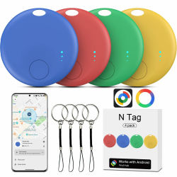 Air Tracker Android, 4 Pack Smart Tracker Tag Android Schlüsselfinder Key Finder kompatibel mit Google Find Hub APP (Android NUR), Bluetooth Tracker für Gepäck,Brieftasche,Koffer (Mehrfarbig) Angebot bei HelloDeals