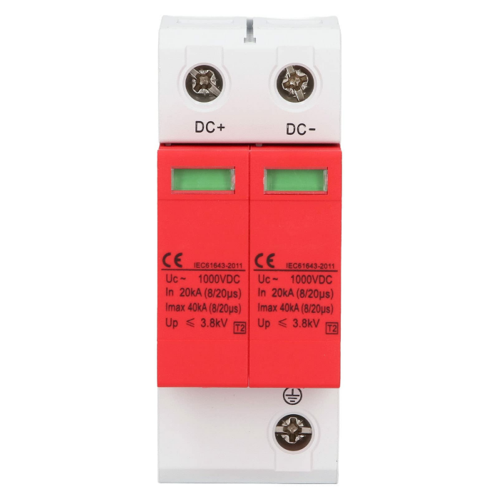 PV Überspannungsschutz Hutschiene DC 1000V 20-40KA 2P Blitzschutz Spannungsschutz Ableiterschutz T2 Überspannungsableiter für Photovoltaik Solar und Stromversorgung Angebot bei HelloDeals