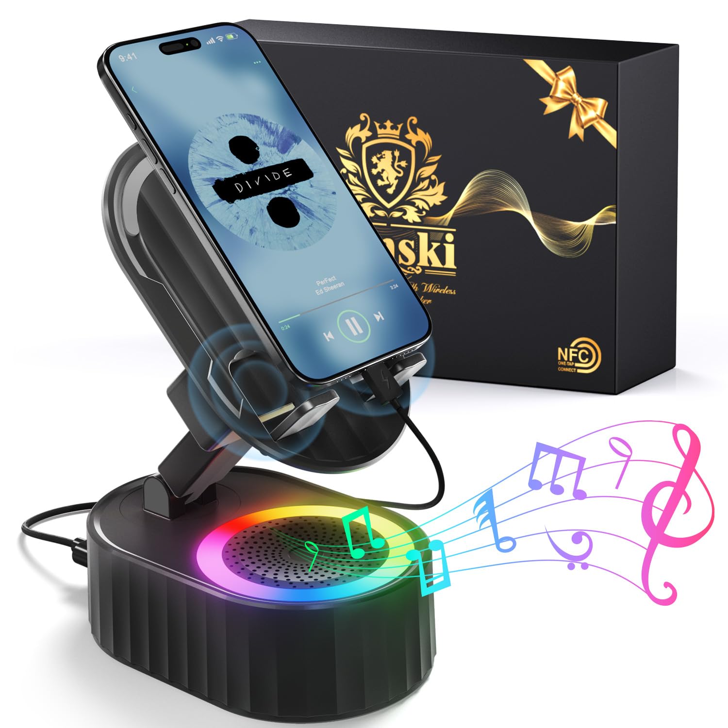 Lenski Geschenke für Männer, Gadgets für Männer Nikolaus Geschenke Männer Weihnachten Papa Geschenk Weihnachten Männergeschenk, Bluetooth Lautsprecher mit Handyständer Schwarz Angebot bei HelloDeals