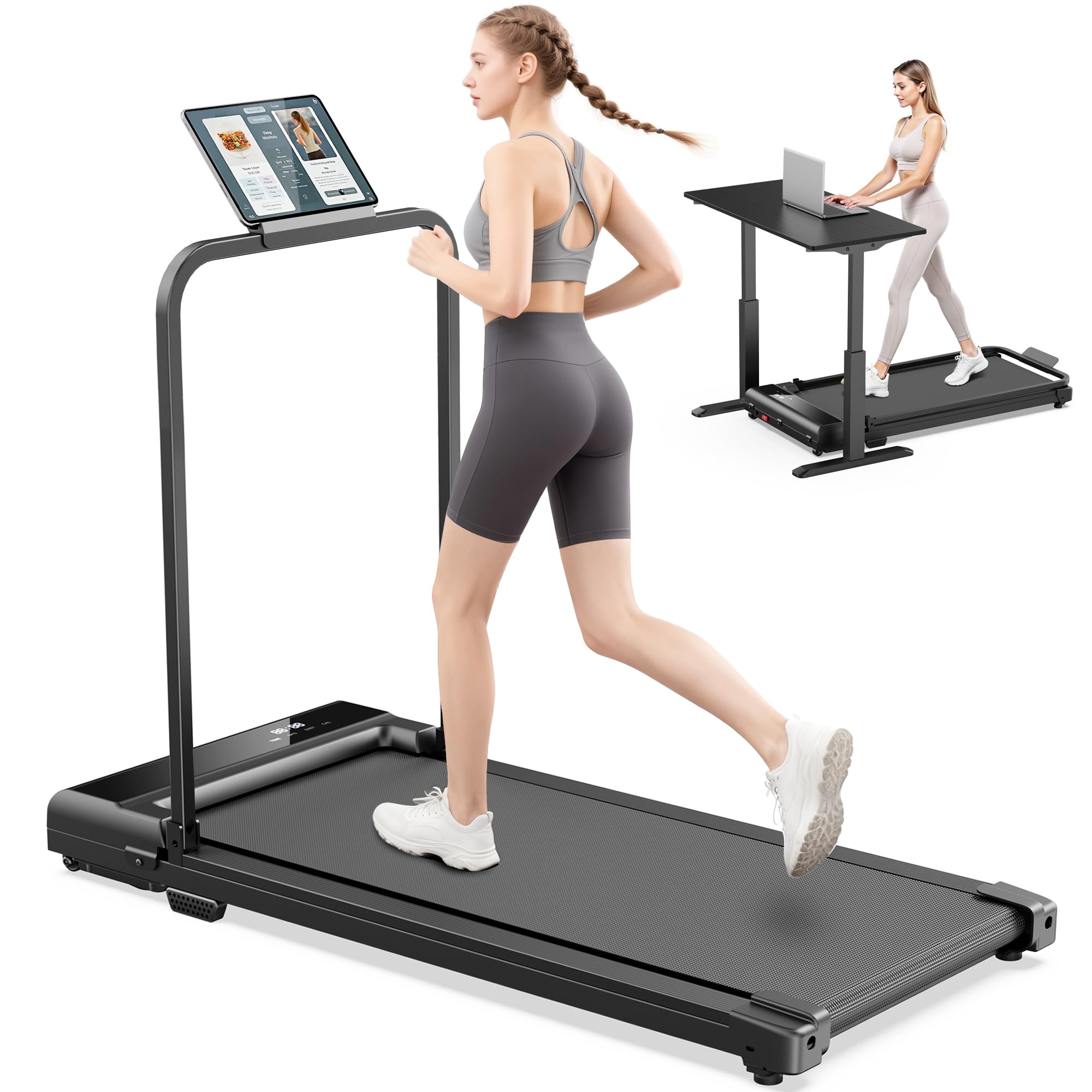 Laufband für Zuhause Walking Pad Klappbar - Treadmill for Home 6km/H, Schreibtisch Laufpad unter Dem Mini Leise mit 90° Tablet Holder, 4 in 1 LED klein Gehband laufbänder Ohne Steigung Max 110kg Angebot bei HelloDeals