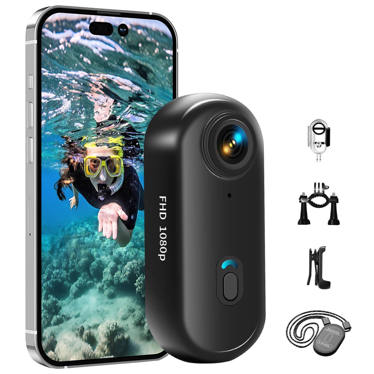 Action Cam WiFi, 1080P Mini Unterwasserkamera Wasserdicht bis 30M, 360° Helmkamera Fahrrad,Freihand-POVs,Bodycam Körperkamera, Actionkamera, Kleine Kamera Angebot bei HelloDeals