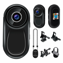 Action Cam, 120° Tragbare Sportkamera mit 0,63-Zoll-Display, Mini-Körperkamera HD 1080P Helm ActionKamera, Motorrad Sport Kamera, Daumen Action Kamera Unterstützung Auto-Nachtsicht (Schwarz) Angebot bei HelloDeals