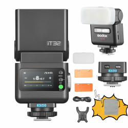 Godox iT32 TTL Kamerablitz mit X5 O kabellosem Blitzgerät-Auslöser 2,4 GHz HSS 1/8000s GN18 mit magnetischem Diffusor für Olympus Panasonic OM System Kameras Angebot bei HelloDeals