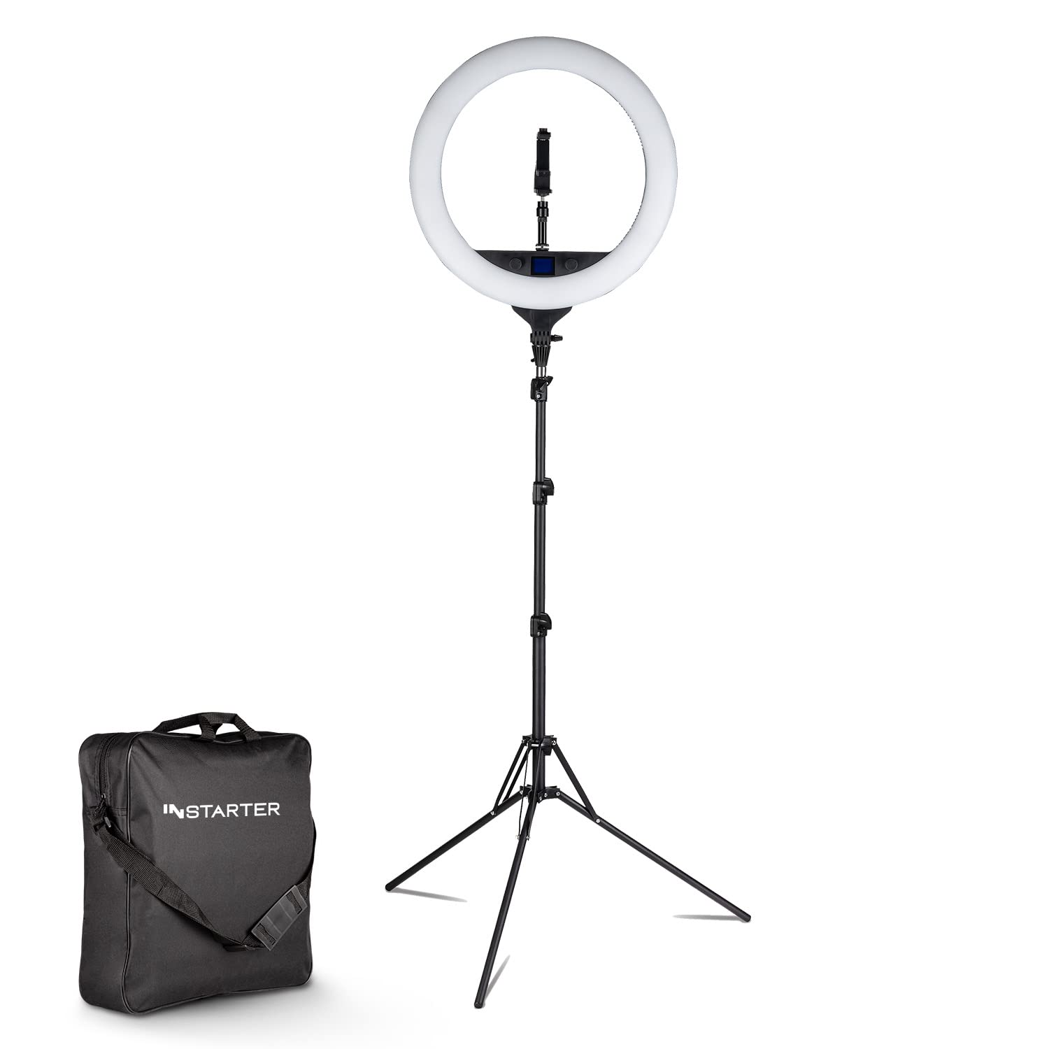 RGB LED Ringlicht mit Stativ, Ringleuchte 180° schwenkbar, Videoleuchte 60 W mit 360° Kugelkopf, Flexible Kamera Beleuchtung dimmbar 360° RGB-Spektrum Angebot bei HelloDeals