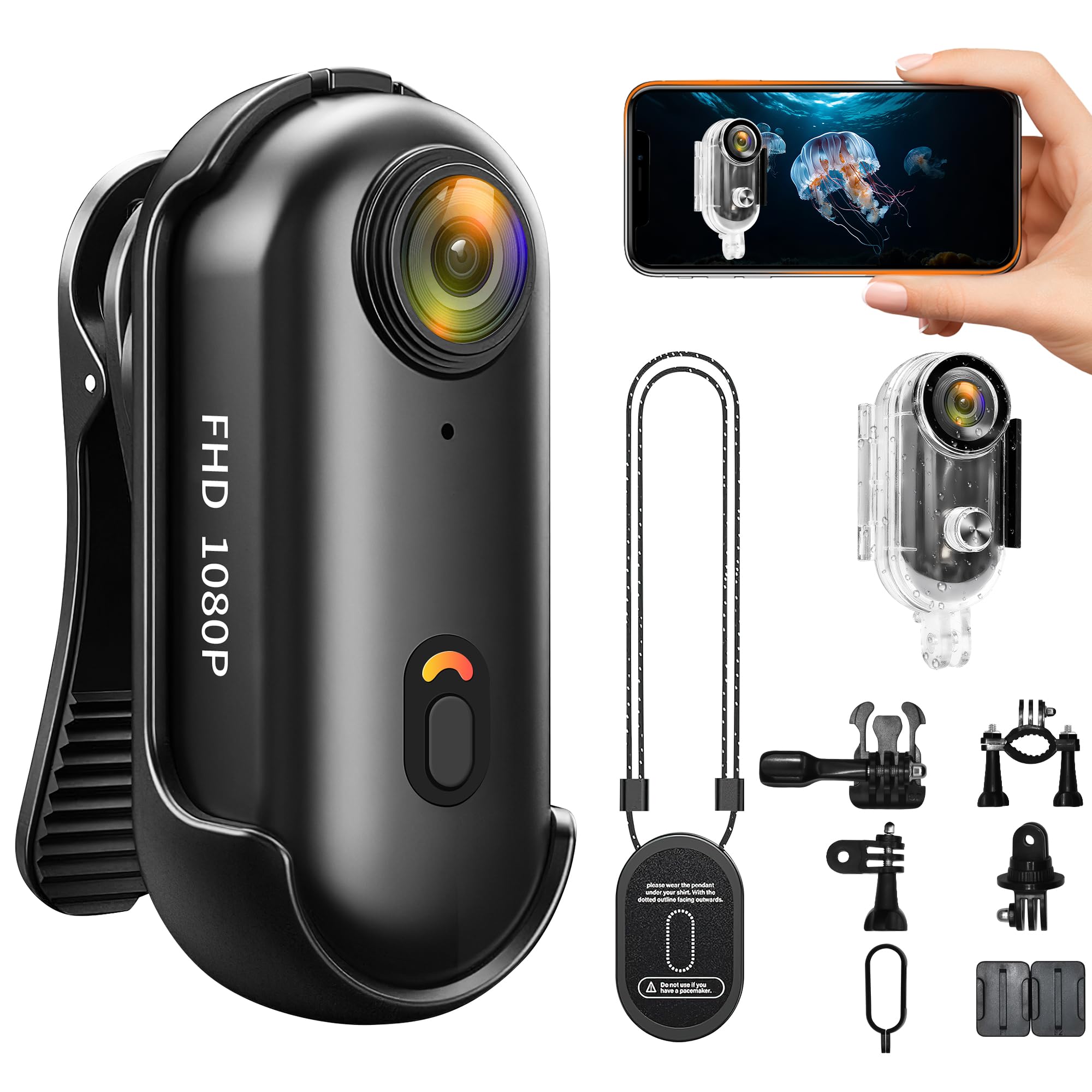 Multifunktional Mini Action Cam WiFi,Tragbare Daumengröße Bodycam Körperkamera Mini 1080P,Wearable Unterwasserkamer,Überall Anbringbar,Magnetabsauge Body Cam Actioncam,POV Helm Kamera Angebot bei HelloDeals