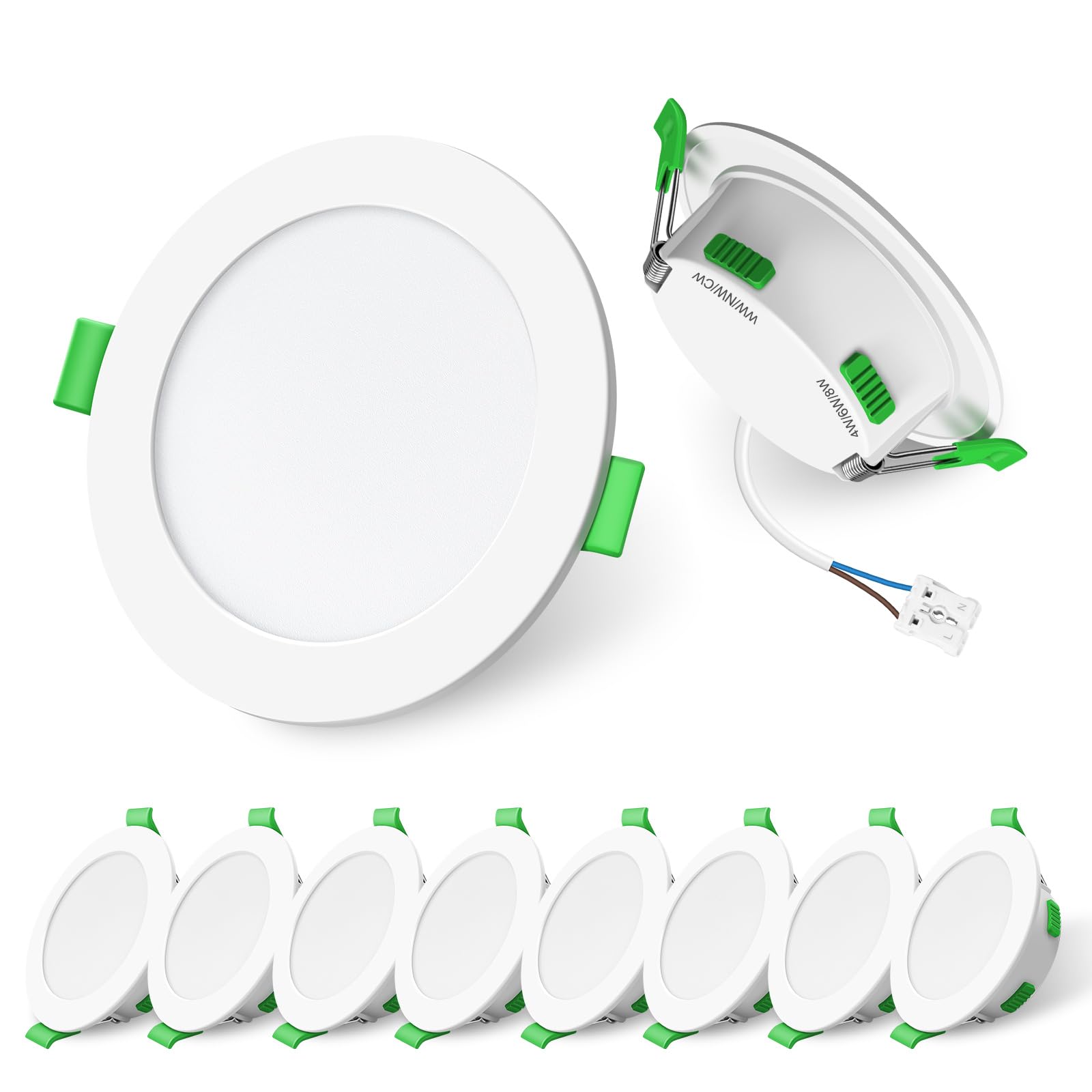 ALUSSO LIGHTING LED Einbaustrahler 230V Dimmbar, 4W/6W/8W Verstellbar LED Spots, 3CCT Warmweiß/Neutralweiß/Kaltweiß Deckenspots, Ultra Flach 68mm Deckenleuchte, IP44 für Badezimmer Küche, 10er Set Weiß 10er Set Angebot bei HelloDeals