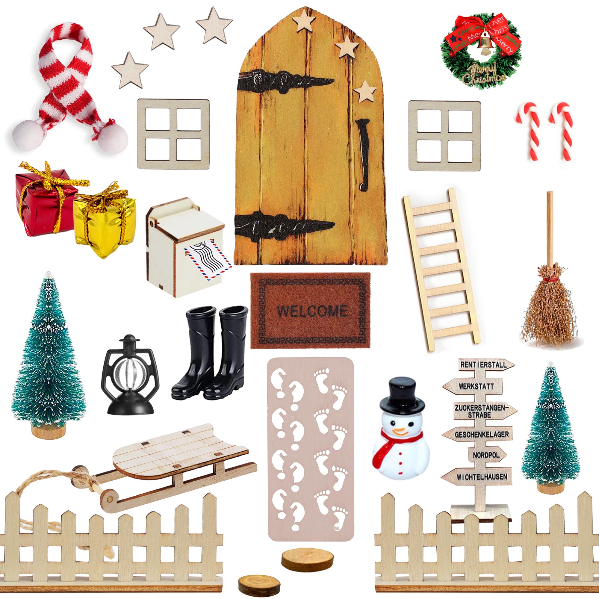 Wichteltür Zubehör Set 31PCS, Weihnachtswichtel Tür Set, Miniatur Wichtel Tür Weihnachten, Miniatur Puppenhaus Wichtel Zubehör Weihnachten Feentür 31 Pcs Wichteltür Set Angebot bei HelloDeals