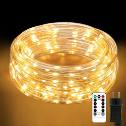 10M 200 LEDs Lichterschlauch mit Fernbedienung, Ø7.5mm Dicker Lichterkette Aussen IP65 Wasserdicht 8 Modi Dimmbar & Timer, Led Leuchtschlauch Für Innen & Außen Weihnachten Garten Party Hochzeit Deko Angebot bei HelloDeals