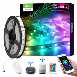 LE Smart LED Strip 5M Musik Sync,RGB 150 LEDs, LED Streifen Wifi, Wlan LED Band, Superhell Selbstklebend Lichtband, nur 2.4GHz Lichterkette mit Fernbedienung, Kompatibel mit Alexa,App,Google Home 5m Rgb Musik Angebot bei HelloDeals