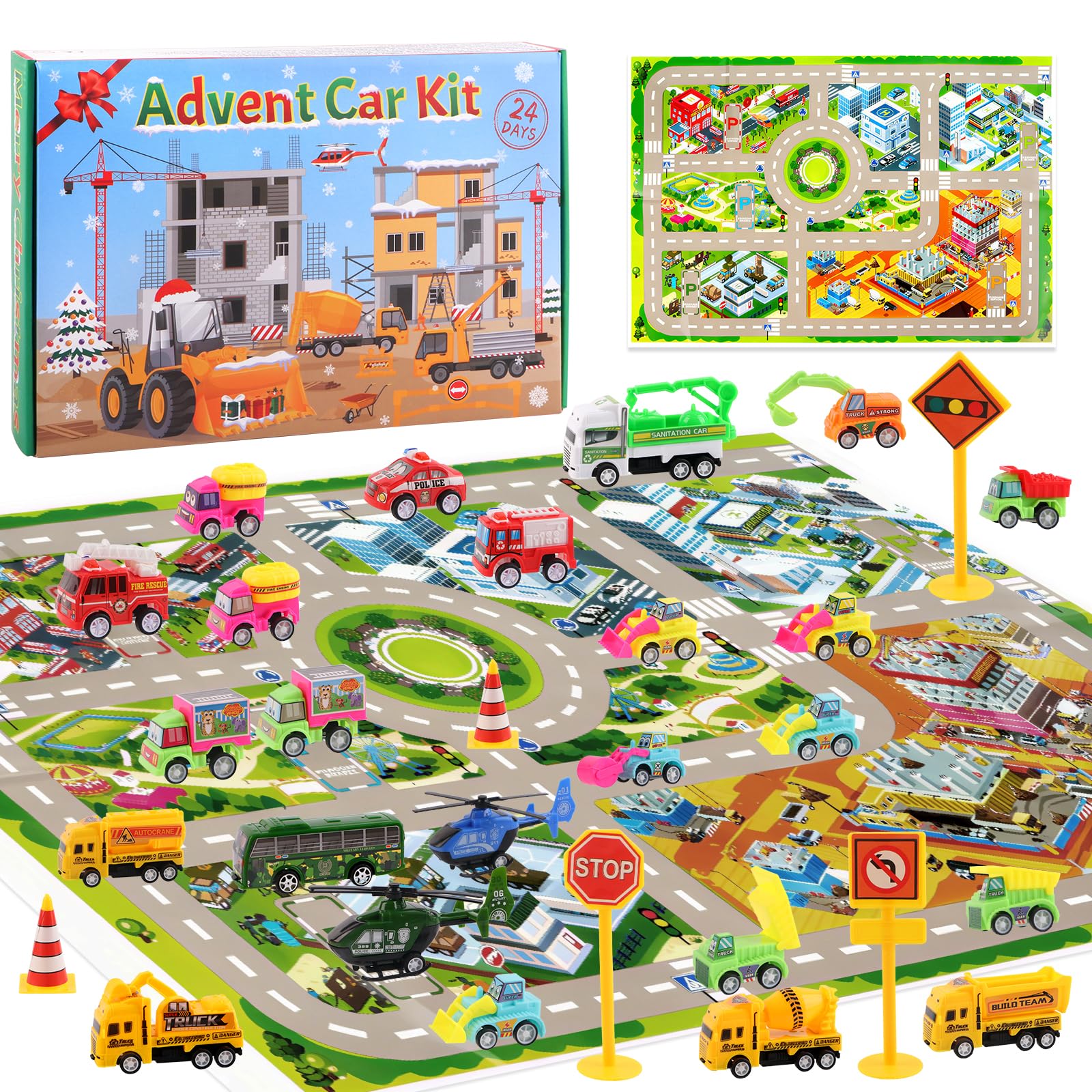 Adventskalender Kinder 2025 Advent Car - 24 Türchen Baustellenfahrzeuge für Jungen & Mädchen ab 3 4 5 6 Jahre | Weihnachtskalender mit Baufahrzeugen | Geschenkidee für Kinder Angebot bei HelloDeals