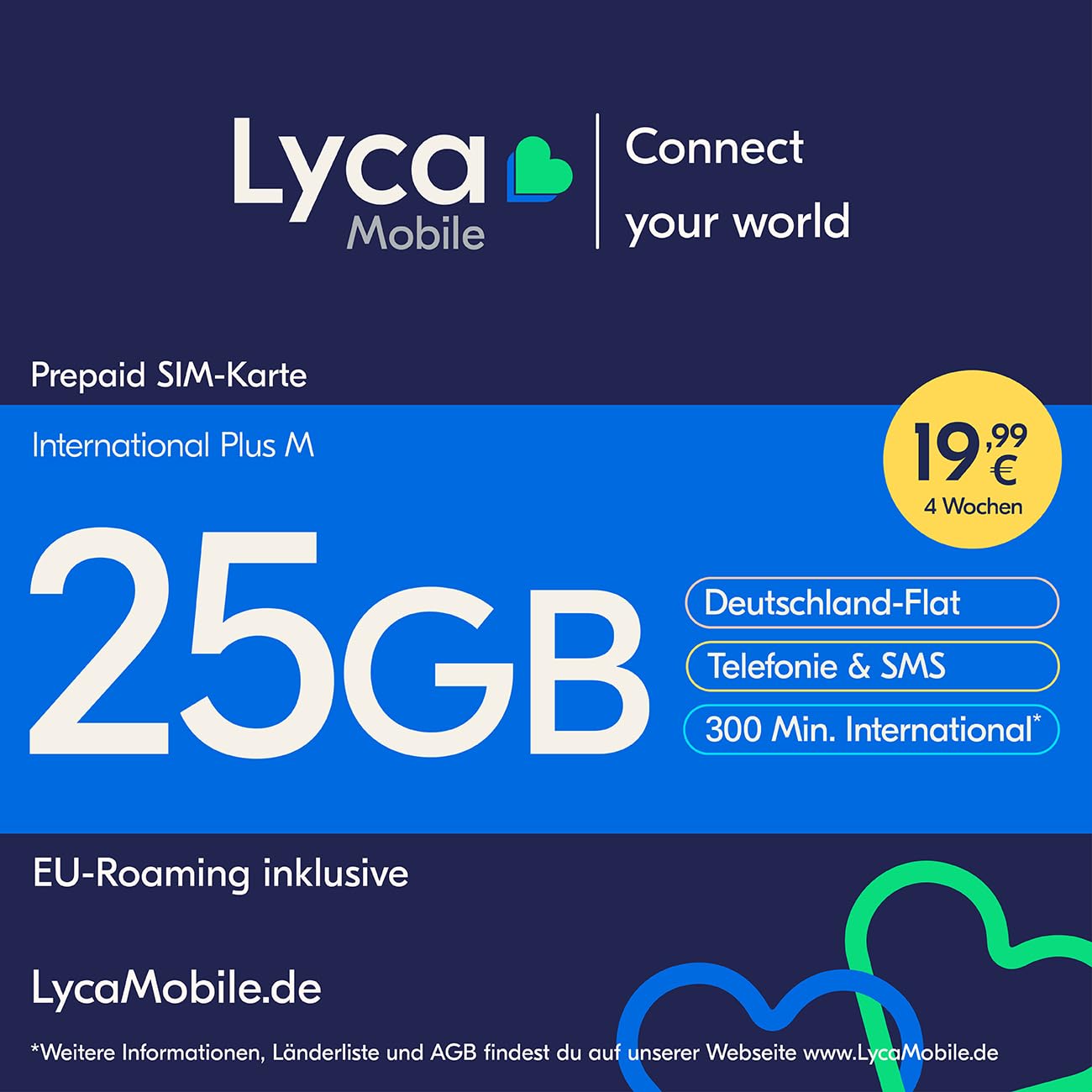 Lycamobile International Plus M Prepaid SIM Karte ohne Vertrag inkl. 25 GB Datenvolumen Angebot bei HelloDeals