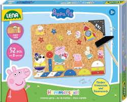 Lena® Hammerspiel Peppa Pig – Kreatives Set mit 44 bunten Plättchen, Hammer, Nägeln und Korkplatte, ab 3 Jahren Angebot bei HelloDeals