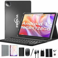 2025 Neueste Tablet 11 Zoll Android 15 Tablets,Tablet mit Tastatur Maus,5G Wifi Tablett PC Mit 16GB+128GB(1TBTF),4G LTE Tablets Mit 2 SIM 1 SD slot-Octa-core,1080FHD,13+8MP,7000mAh,Type-C/GPS/OTG-Grau Angebot bei HelloDeals