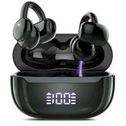 Open Ear Kopfhörer Bluetooth 5.4, Clip On Kopfhörer mit Innovatives Clip-Design, 48Std Spielzeit ohrhörer bluetooth mit DNN Geräuschunterdrückung, Sicherer Halt, Intensiver Klang, IPX7 Wasserdicht Schwarz Angebot bei HelloDeals