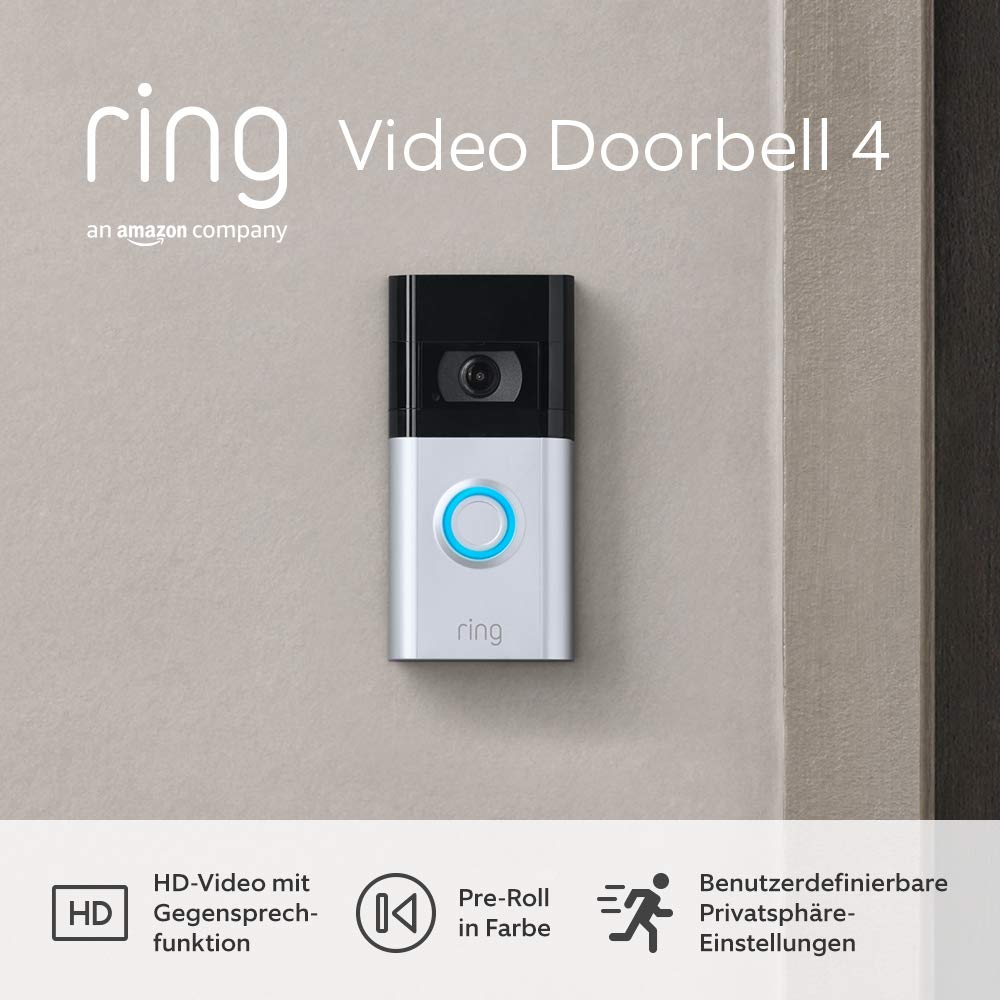 Zertifiziert und generalüberholt Ring Video-Türklingel 4 Akku (Video Doorbell 4)| HD-Video, Gegensprechfunktion, Pre-Roll-Videovorschau, akkubetrieben | Alexa-kompatibel Angebot bei HelloDeals