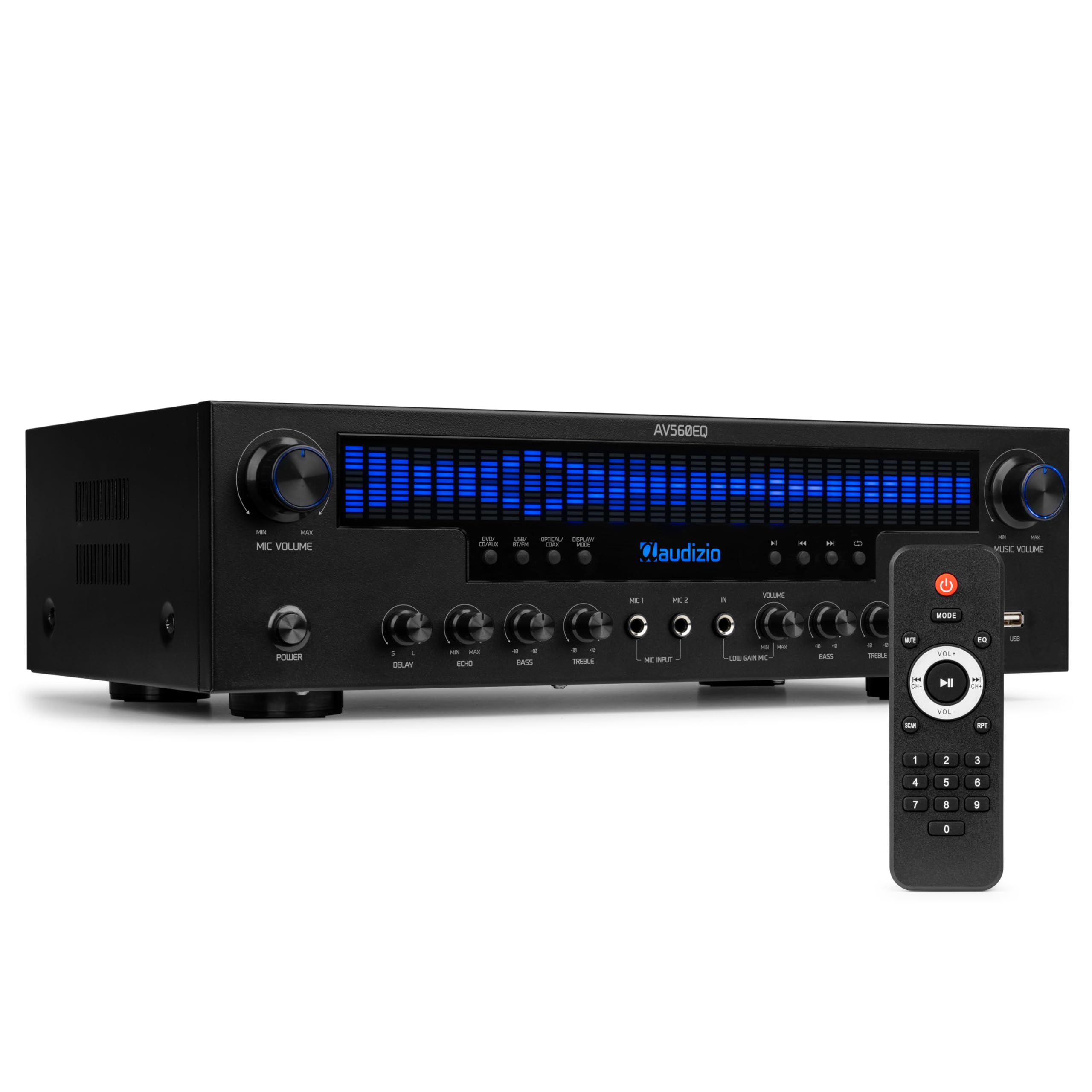 Audizio AV560EQ - 5.1 HiFi Verstärker mit Bluetooth, 390 Watt AV Receiver & Stereoanlage für Heimkino, TV & Musik - Verstärker HiFi Stereo mit Subwoofer-Out, USB, FM-Radio, 2X Mikrofon, Equalizer Angebot bei HelloDeals