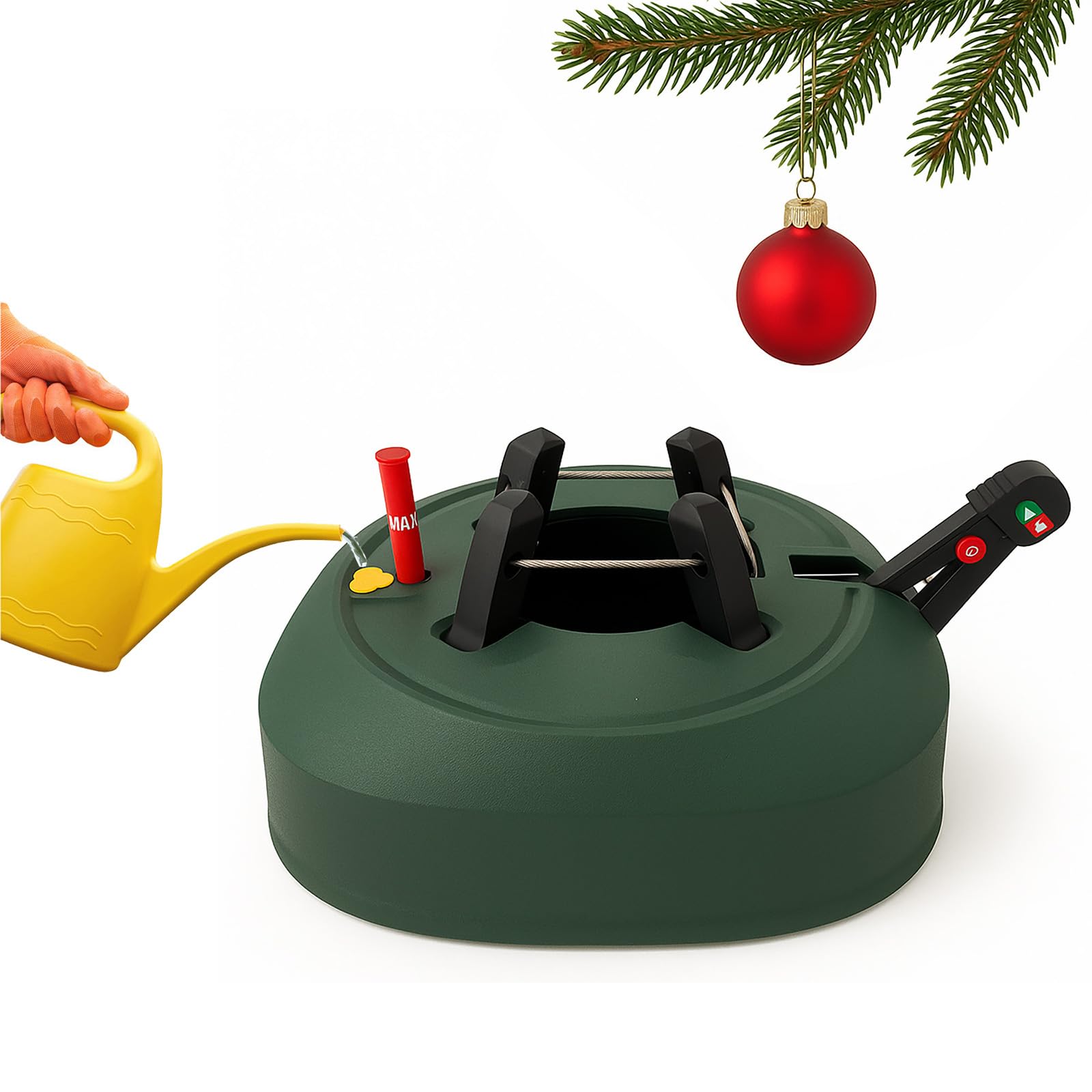 BURI Weihnachtsbaumständer grün 2,20 m Baumhöhe – Christbaumständer mit Fußpedal & Einseiltechnik – Stabiler Tannenbaumständer mit 3,2 L Wassertank & Wasserstandsanzeige Angebot bei HelloDeals