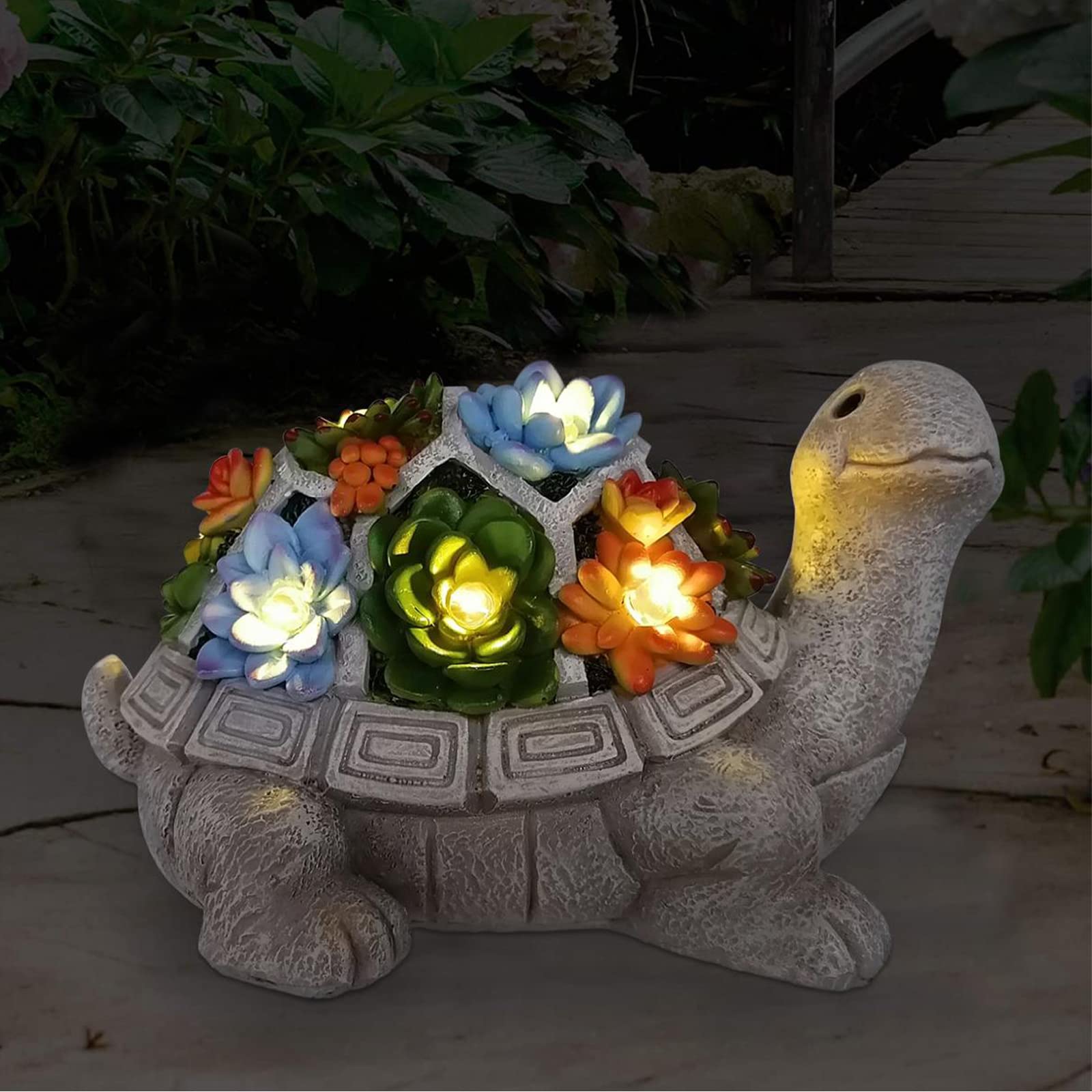 Solar Gartenfiguren Schildkröte Gartendeko für Draußen, mit Sukkulenten und 7 LED Leuchten Home Balkon Dekoration, Figur Kawaii Geschenke für Frauen/Mama Deko für Zimmer Terrasse 1.schildkröte Angebot bei HelloDeals