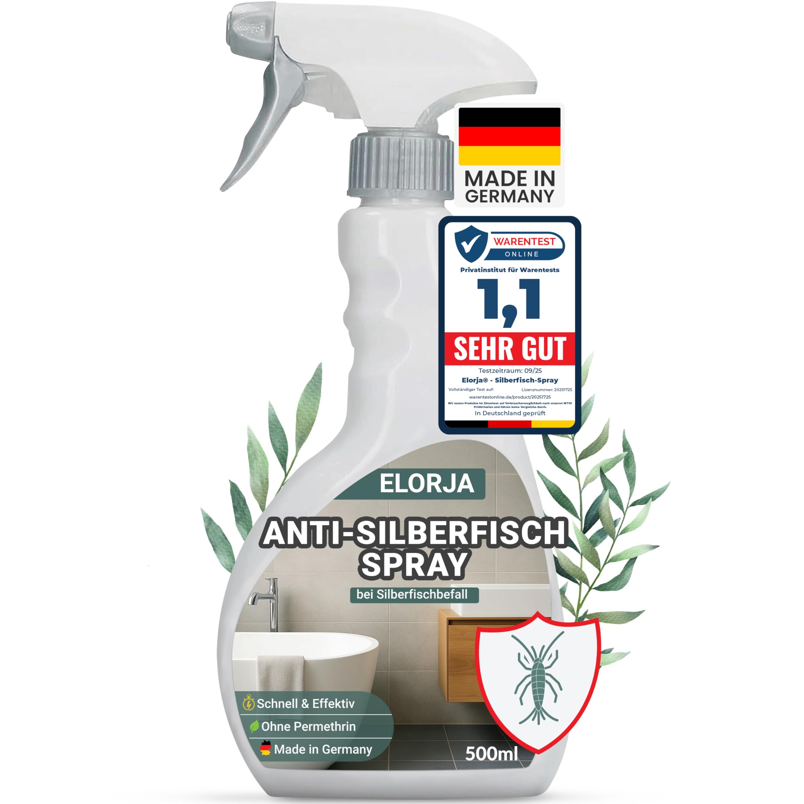 Silberfisch-Spray mit Sofortwirkung 500 ml [Sofortschutz] Silberfisch Spray gegen Silberfische und Papierfische - Alternative zu Silberfisch-Köderdose & Silberfischfalle Angebot bei HelloDeals
