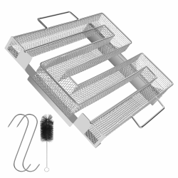 Kaltrauchgenerator - HOSPAOP Rauchgenerator Edelstahl Kaltraucherzeuger mit Bürste + Haken, Räucherzubehör für Kugelgrill Smoker und Räucherofen, Mehrweg (22,5x21x4,5 cm) Angebot bei HelloDeals