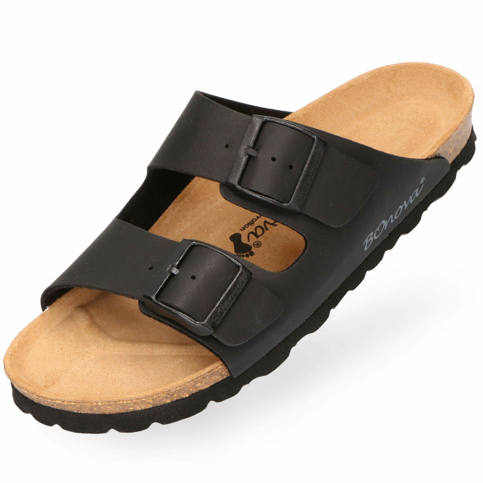 BOnova Herren Pantoletten - Gemütliche Hauslatschen für Herren - Hausschuh mit Fußbett - Rutschfeste Hausschlappen mit Gummisohle - Premium Hausschuh für drinnen und draußen 43 EU Schwarz Angebot bei HelloDeals