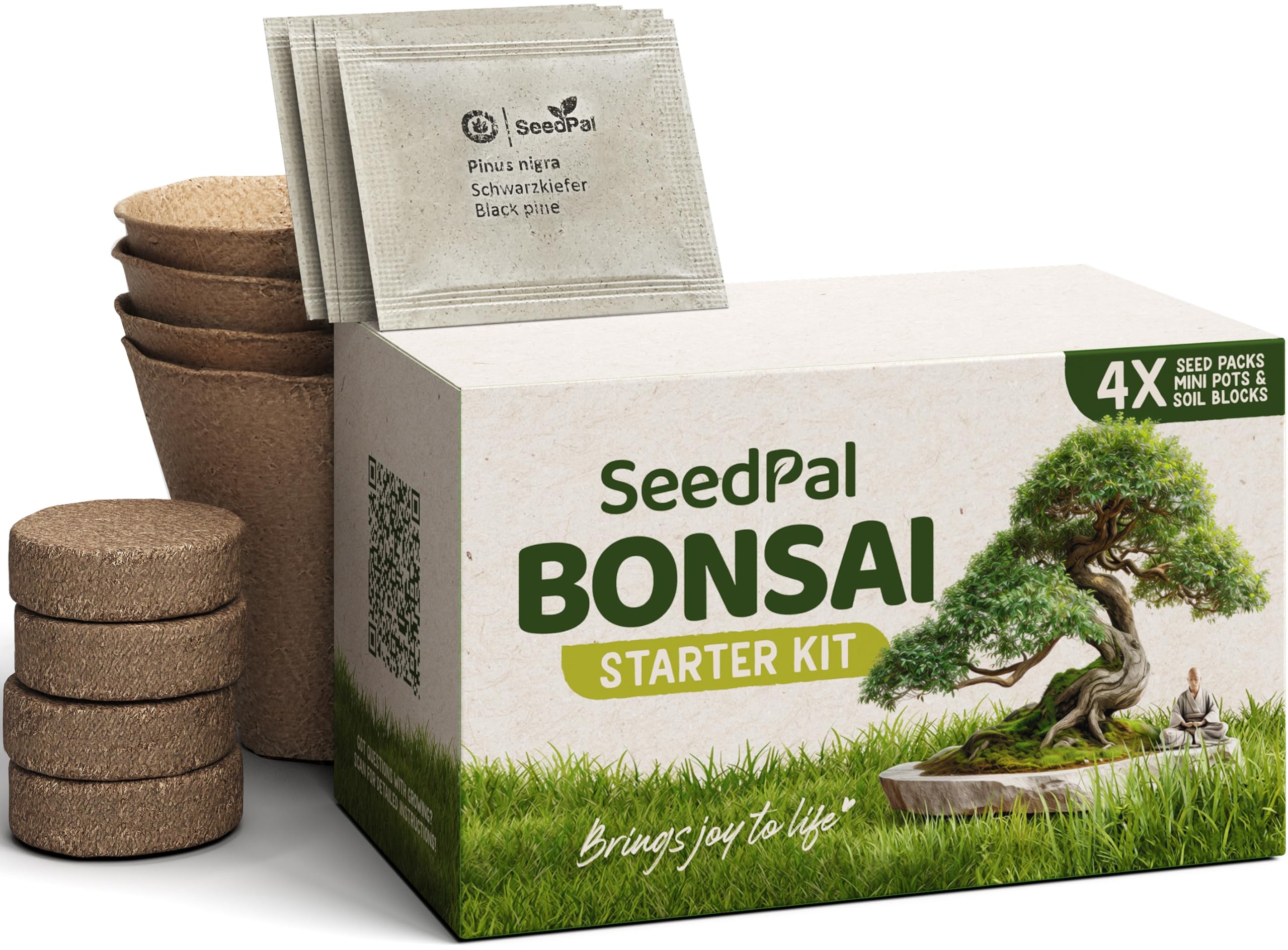 Bonsai Set - Bonsai Starter Kit - Bonsai Anzuchtset 4 versch. Bonsai Baum Samen - Geschenkset/Pflanzset inkl. Anleitung & Zubehör Angebot bei HelloDeals
