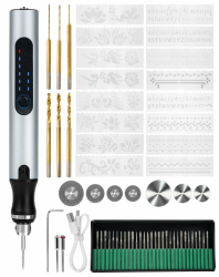 USB Gravurstift Kabellos Mini Gravur Gerät Werkzeug Gravurwerkzeug mit 61 Zubehören, Graviergerät Multifunktionswerkzeug für Holz Glas Metall Kunststoff Stein Schmuck & DIY Geschenk Gravur 62tlg-silbern Angebot bei HelloDeals