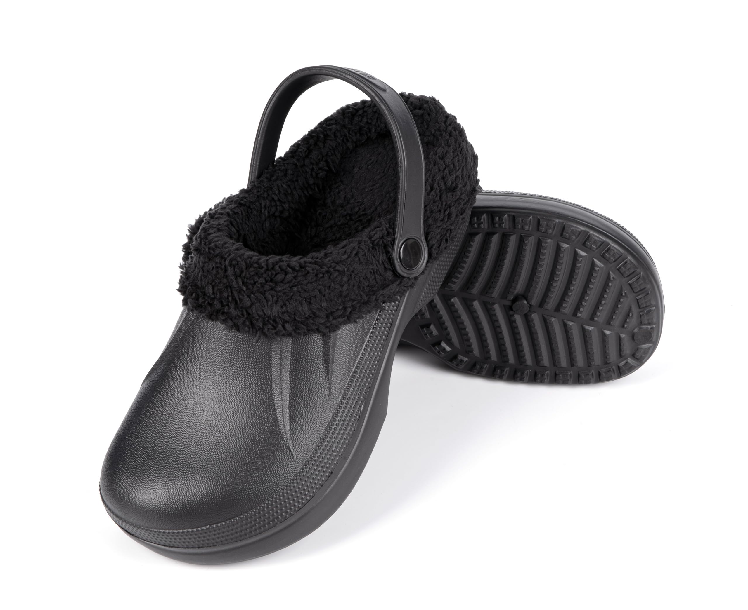 HEYO Clogs gefüttert Unisex warme Hausschuhe Gartenschuhe Winter Pantoletten Leicht wasserdichte Sohle 44 EU Schwarz Angebot bei HelloDeals
