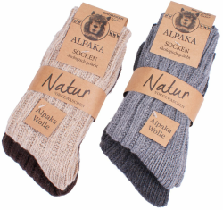 BRUBAKER 4 Paar Alpaka Socken sehr dick flauschig und warm - Wintersocken mit Alpakawolle 39-42 Grau- und Brauntöne Angebot bei HelloDeals