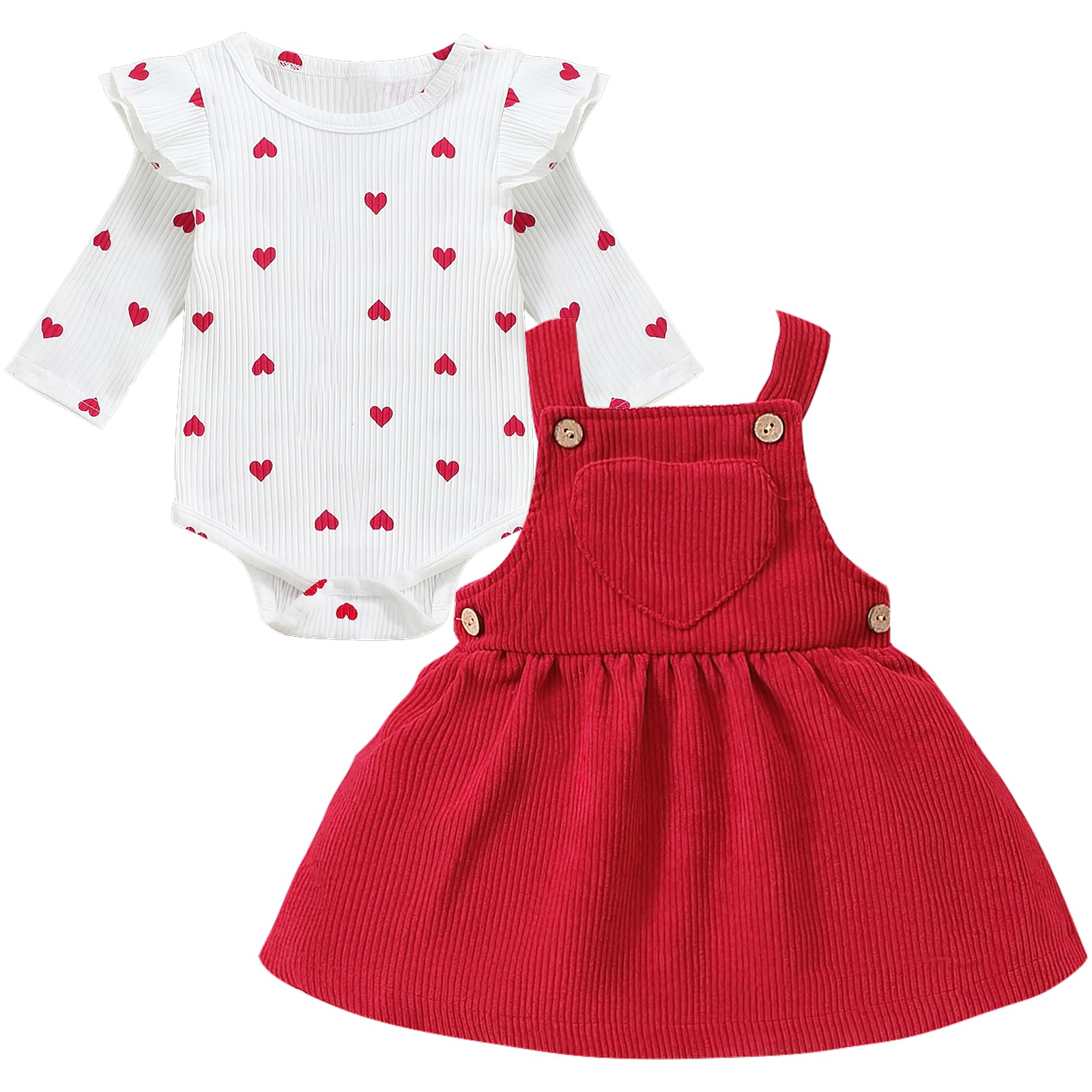 Baby Kleidung Mädchen Neugeborene Kleidung Rüschen Baby Strampler Strapse Rock Bekleidungssets für Baby-Mädchen Babys Geschenk Babys Weihnachtsoutfit Mädchen 0-18 Monate 9-12 Monate Rot Angebot bei HelloDeals