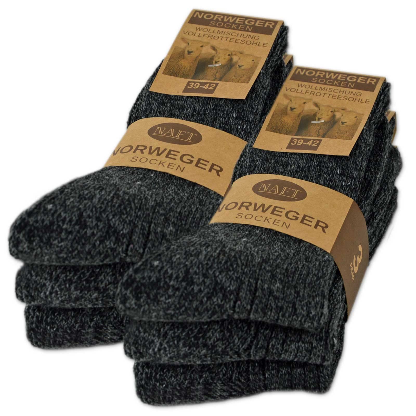 sockenkauf24 6 Paar Norweger Socken mit Wolle Damen & Herren Wintersocken Schwarz Grau Anthrazit 43-46 6 Paar | Anthrazit Angebot bei HelloDeals