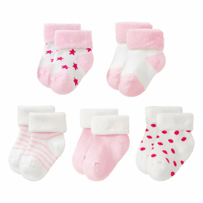 5 Paar Babysocken, Neugeborenensocken Für 0–6 Monate, Mittlere Waden-Babysocken, Verdickte Thermosocken, Deodorant Und Antibakterielle Kindersocken, Warme Socken Für Baby-Mädchen (Rosa) Angebot bei HelloDeals