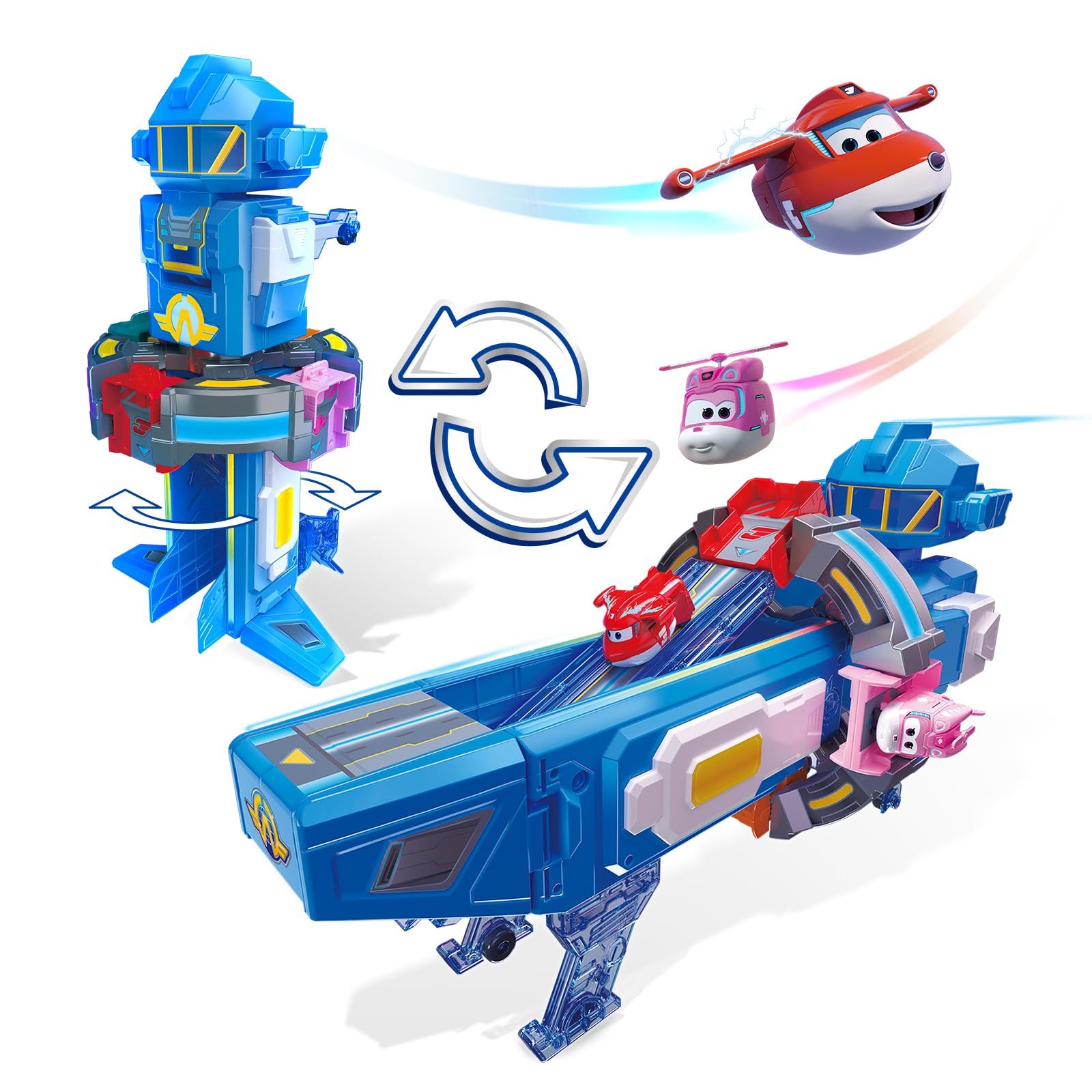 Super Wings 2-in-1-Super-Raumbasis Mit Transformer-Flugzeug Jett und Dizzy, Spielzeug für 3 4 5 6 7 8 9 10 Jahre alte Mädchen und Jungen, Blue World Spaceport Angebot bei HelloDeals
