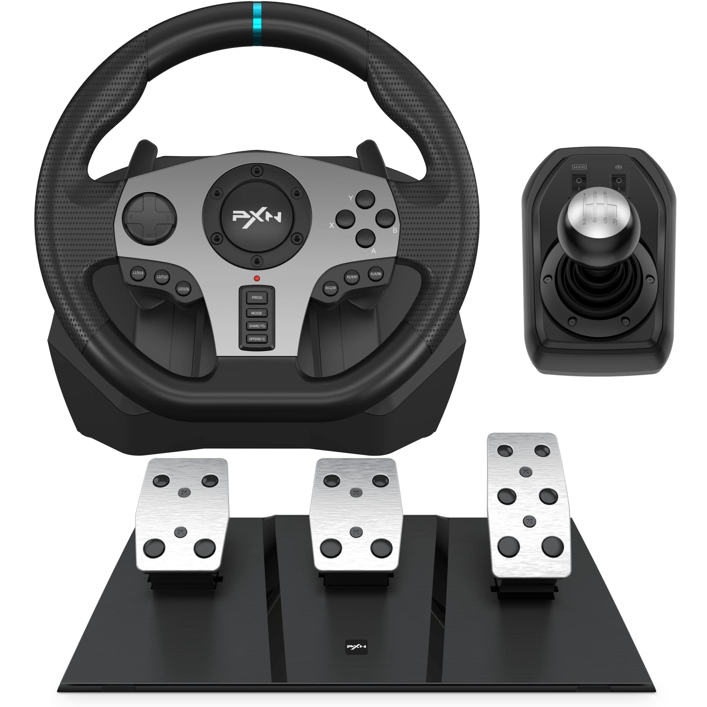 PXN V9 Gaming Lenkrad mit Pedalen und Schaltung - Lenkrad PC, 270&900 Grad, Tool-App, Vibrationsrückmeldung, Schaltwippen - für PC, Xbox, PS4, und PS3 Angebot bei HelloDeals