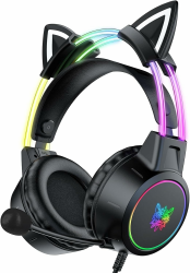 Katzenohr Gaming Kopfhörer mit abnehmbaren Ohren, RGB, 7.1 Surround Sound – Over-Ear-Kopfhörer mit Mikrofon, Leicht & Komfortabel für Kinder/Erwachsene, kompatibel mit PC, PS4/PS5, Xbox One Series Schwarze Katzenohren Angebot bei HelloDeals