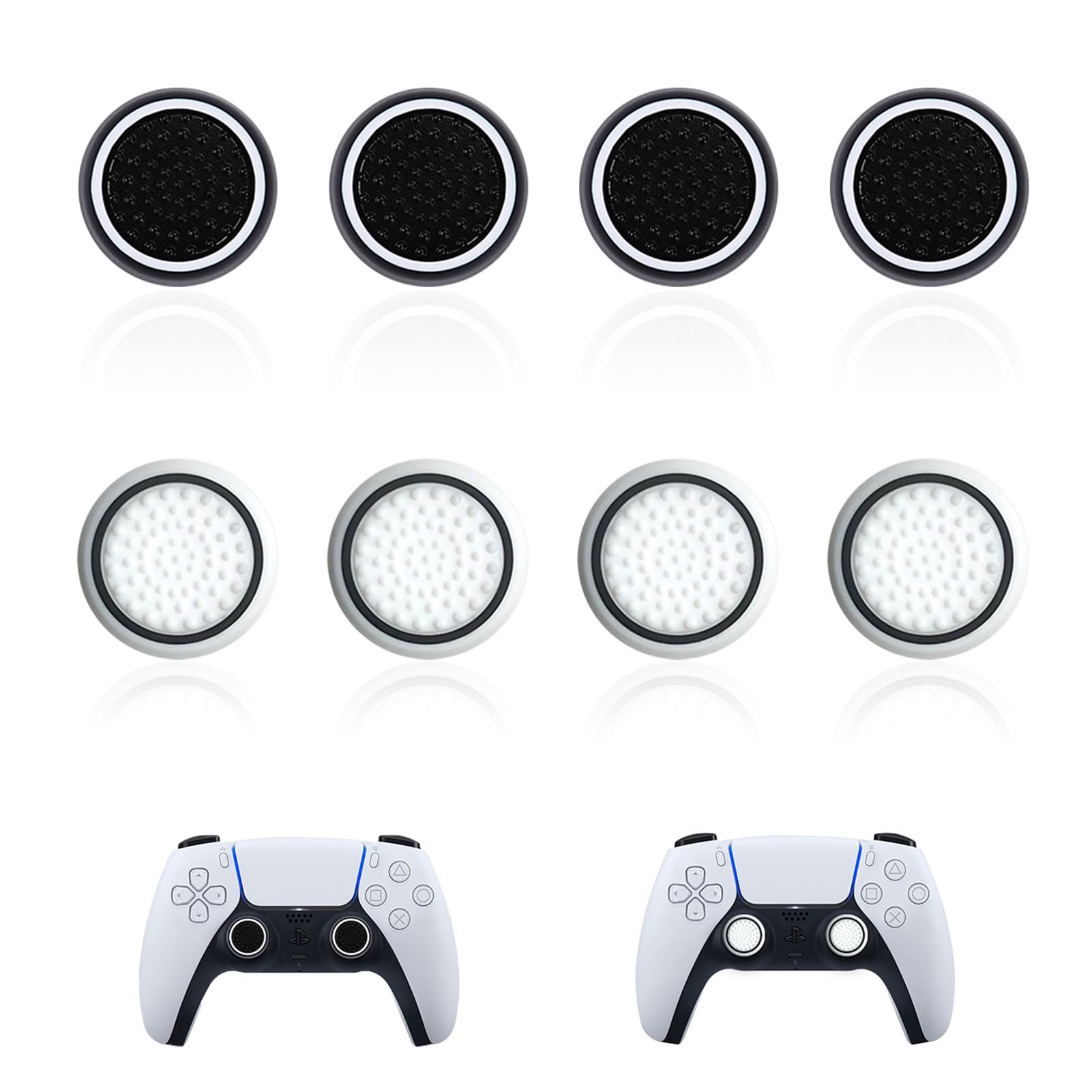 Silikon Joystick Kappen 8 StückRutschfeste Gamepad Caps Hochwertiges Silikonmaterial Controller Sticks Grips für PS5/PS4/PS3(Schwarz/Weiß) Angebot bei HelloDeals