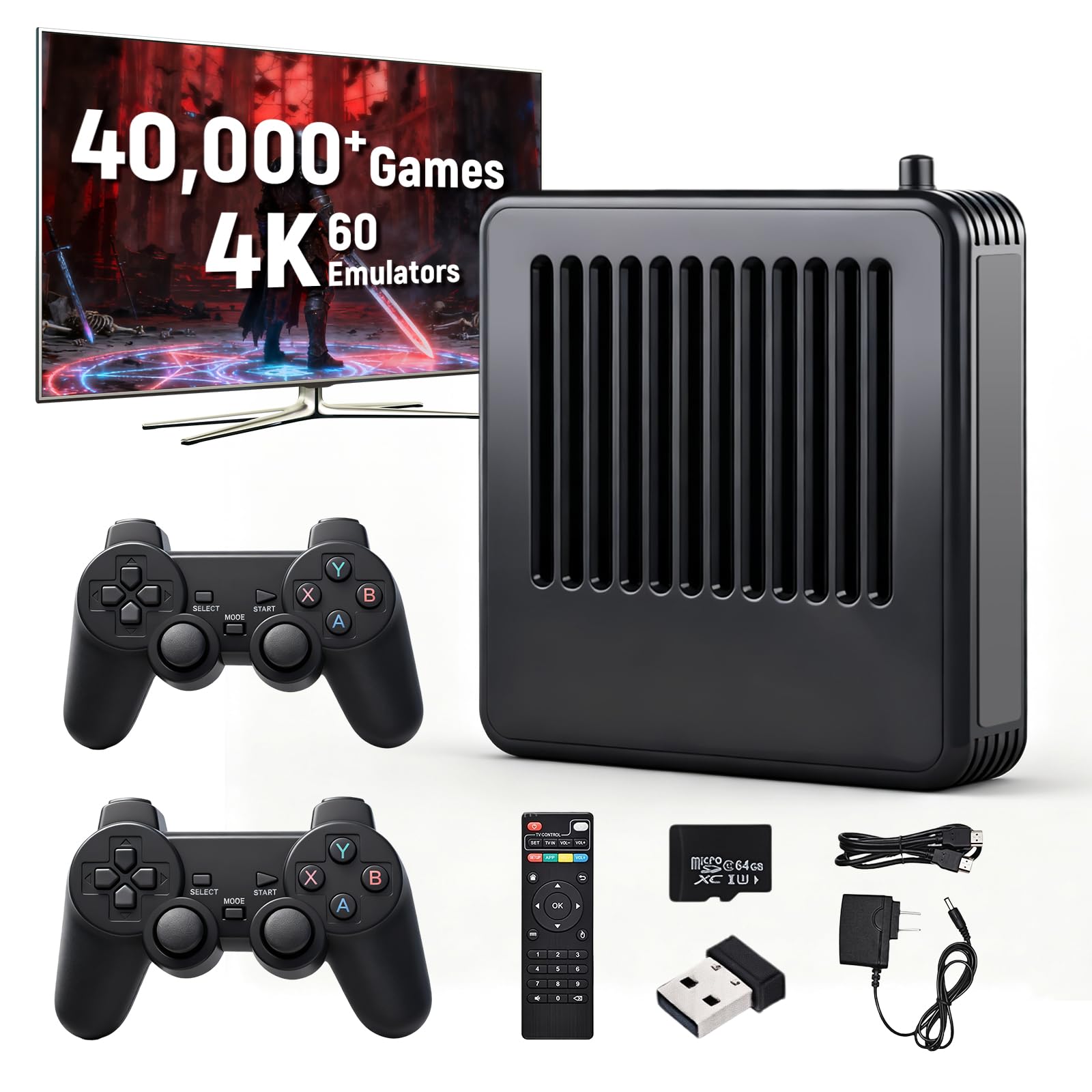 Retro Game Console - AUFGLO Retro Game Stick Over 40,000 Integrated Games, Over 50 Emulators, 4K Output, 2 Wireless Controllers Angebot bei HelloDeals