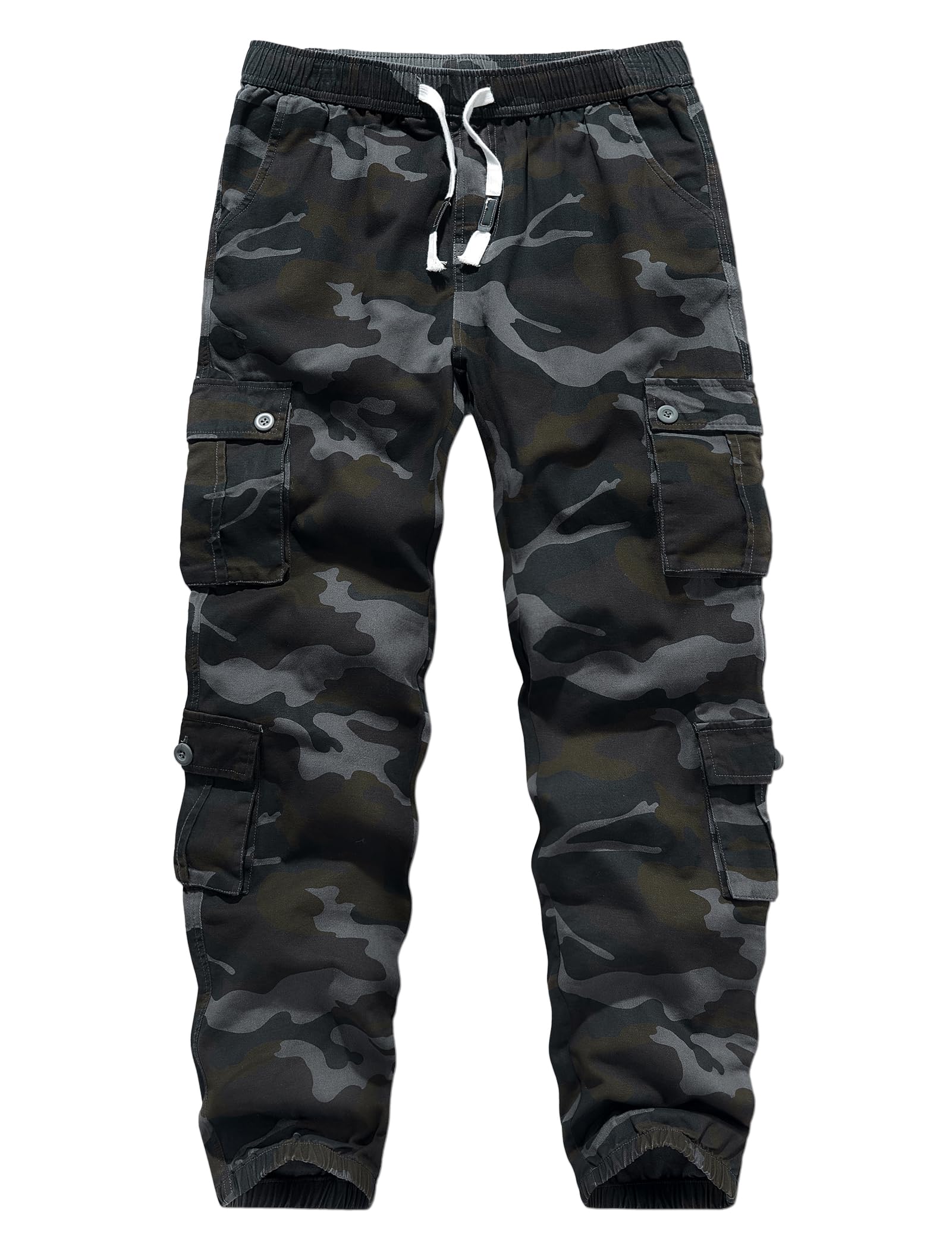 APTRO Herren Cargo Hose Camouflage Freizeithose Elastische Taille Arbeitshose Lange Baumwolle Jogginghose mit 8 Tachen LT23 XL Lt40 Camo Schwarz Angebot bei HelloDeals