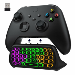 MoKo RGB Hinterlicht Tastatur für Xbox Serie X/S, Drahtlos Chatpad Mit 2,4G Empfänger & 3,5mm Audio Jack, Mini Game Controller Zubehör für One/One S/Elite/2, Schwarz Angebot bei HelloDeals