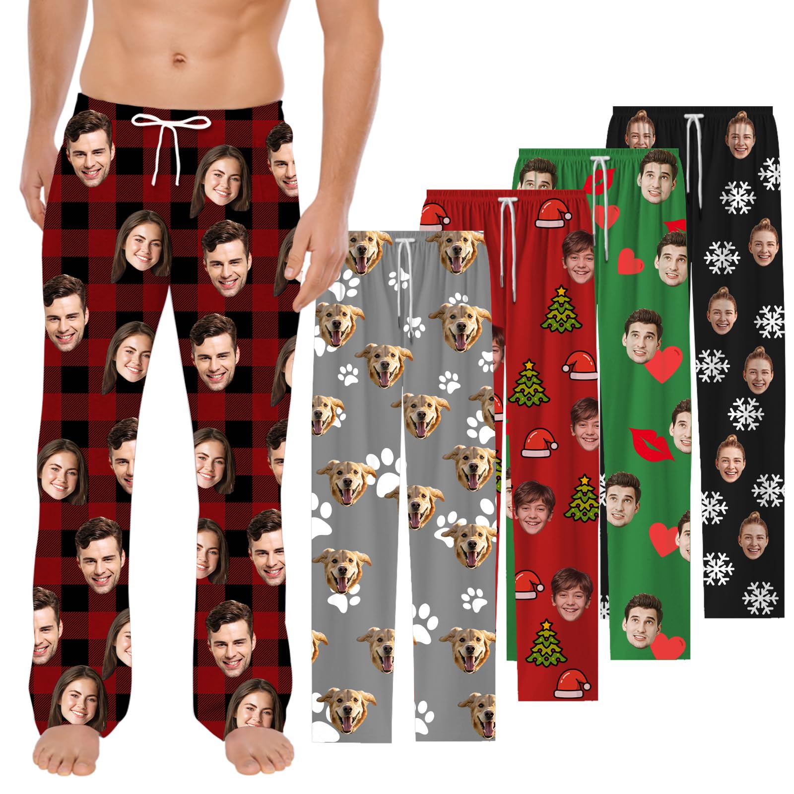 BEXOA Personalisierte Pyjamahose mit Foto Individueller Gesichts Pyjama Hose Herren Frau Personalisierte Foto Geschenke Schlafanzughose Lang Familienpyjamas Angebot bei HelloDeals